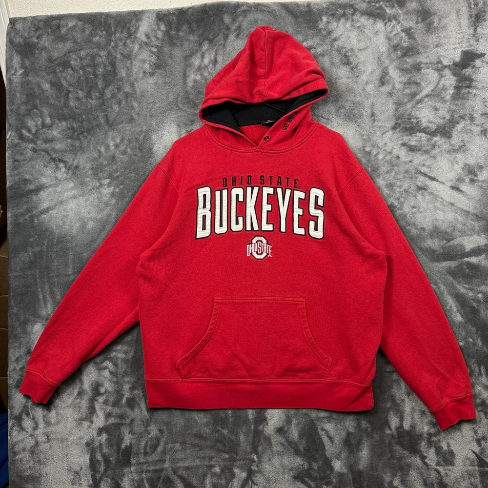 Ohio State Buckeyes Hoodie Mens XL Red NCAA Pullover Sweatshirt Tackle Twill OSU